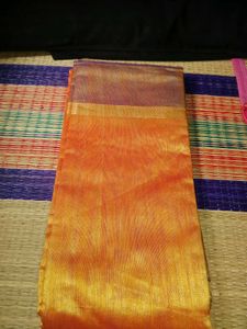 Vibrant Orange semi- Silk Saree without blouse