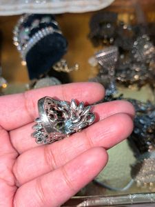 Vintage Oxidized Silver Statement Ring set