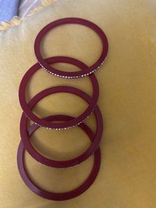Red &amp; Rhinestone Bangles 2/8