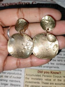 Hammered Gold Tone Drop Earrings