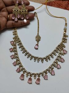 FIX PRICE Pink Stone Jewellery Set