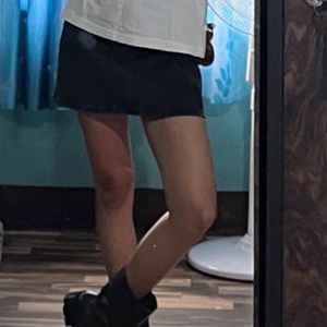 Black Denim Mini Skirt