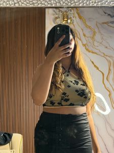 Sheer Floral Halter Neck Top