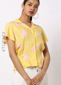 Yellow Polka Dot Button-Up Shirt