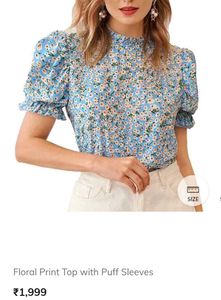 Floral Print "TOP" with Puff sleeves
