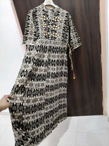 Elegant Printed Gawn Kurta with Mirror Work