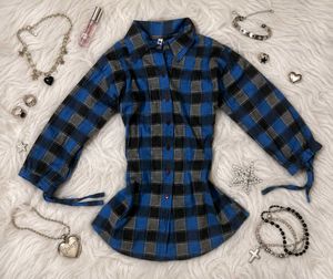 💙Y2k Plaid tunic top