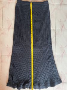 GU Navy Blue Knitted Flared Vintage Skirt