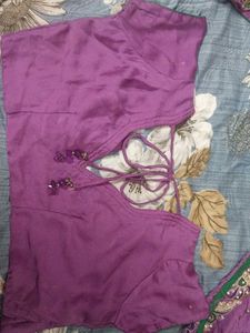 Elegant Purple Embroidered heavy Saree