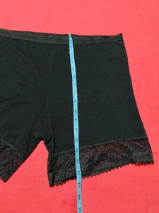 Black Lace Trim High-Waist Shorts