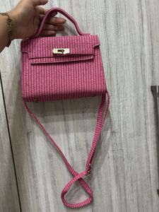 Cute Pink Woven Mini Handbag