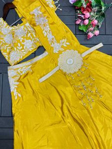 Yellow Embroidered Lehenga Choli Set