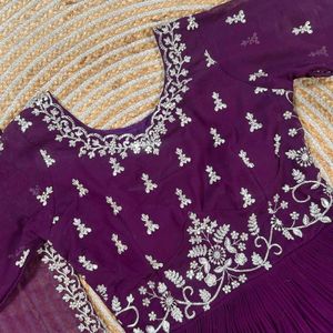Red Embroidered Anarkali  Set