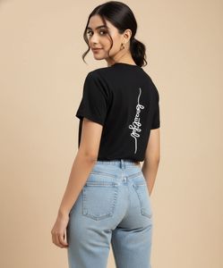 Black T-Shirt 'Beautiful' Print
