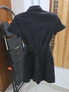 Chic Black Cut-Out Denim Dress