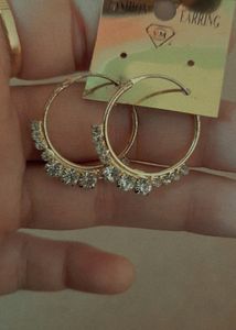 Hoop Earrings Gold And White