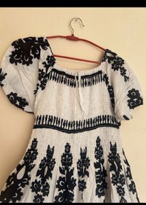 Boho Black &amp; White Floral Gown