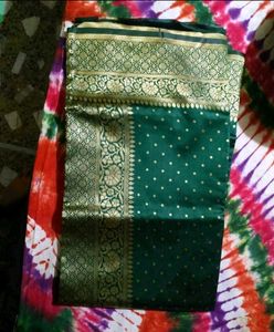 🔥kanjivaram 💚 green Banarasi silk saree 💕