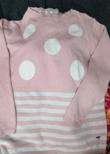 White And Peach Colour Woolen Top