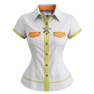 Y2k Striped Short Sleeve Button-Up Shirt 🫒