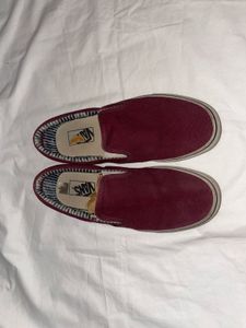 VANS Maroon Slip-On Canvas Sneakers (UNISEX)