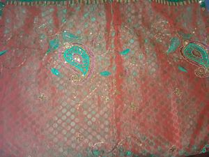 Red Embroidered Saree ( No blause )