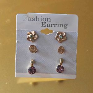 Chic Flower & Gemstone Earring Set