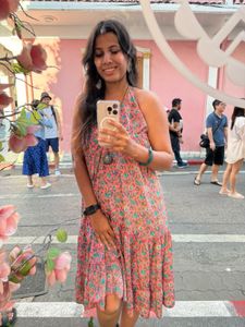 Pintresty Aesthetic Pink Dress Halter Neck Urbanic