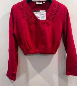 Charming Red V-Neck Sweater