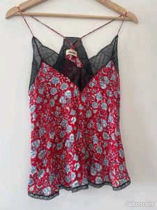 Floral Print Camisole with Lace Trim