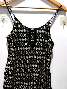 Patterned Black &amp; Gold Romper