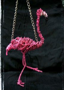 Unique Flamingo wire Figurine handmade