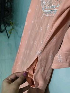 libas Peach Embroidered Kurta