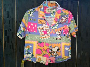 Snoopy Cartoon Print Short Sleeve Shirt