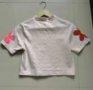 Cute Floral Print Cropped T-Shirt