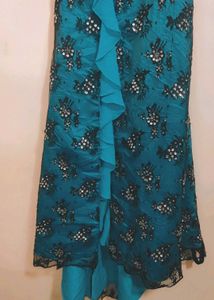 Cyan Color Stunning Embellished Gown 30 Bust