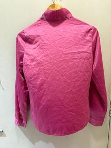 Elegant Pink Satin Button-Up Blouse
