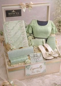 Sky Blue Embroidered Saree with stitched blouse