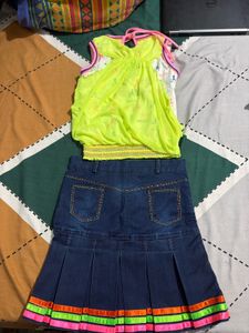 Girls' Denim Skirt &amp; Top Set