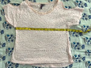 Pastel Lace Cold Shoulder Top