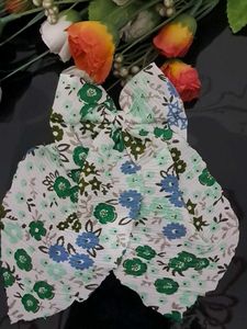 Green Floral Butterfly Bow Hair Clip