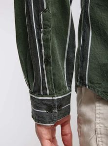 Green Striped Slim Fit Shirt - Size M