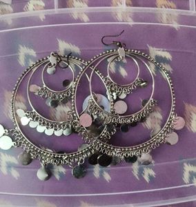 Boho Hoop Earrings with Coin Charms