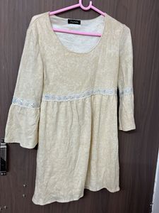 woollen dress cum top Cute Beige  for m &amp;L