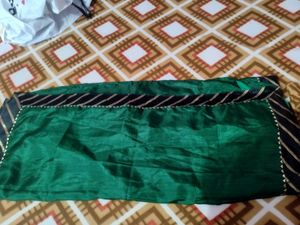 Elegant Green Saree with Striped Border