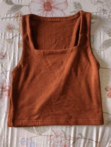 Ribbed Square Neck Cropped Tank Top