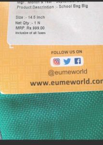 EUME Backpack - New with Tags!