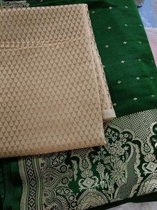 Elegant Emerald Green Silk Saree