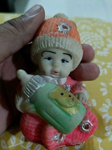 Cute Baby Figurine with Milk Bottle Showpiece