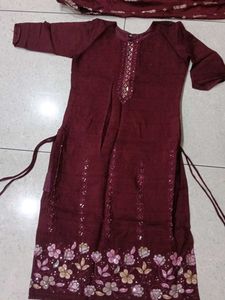 Elegant Maroon Kurta Set with Dupatta